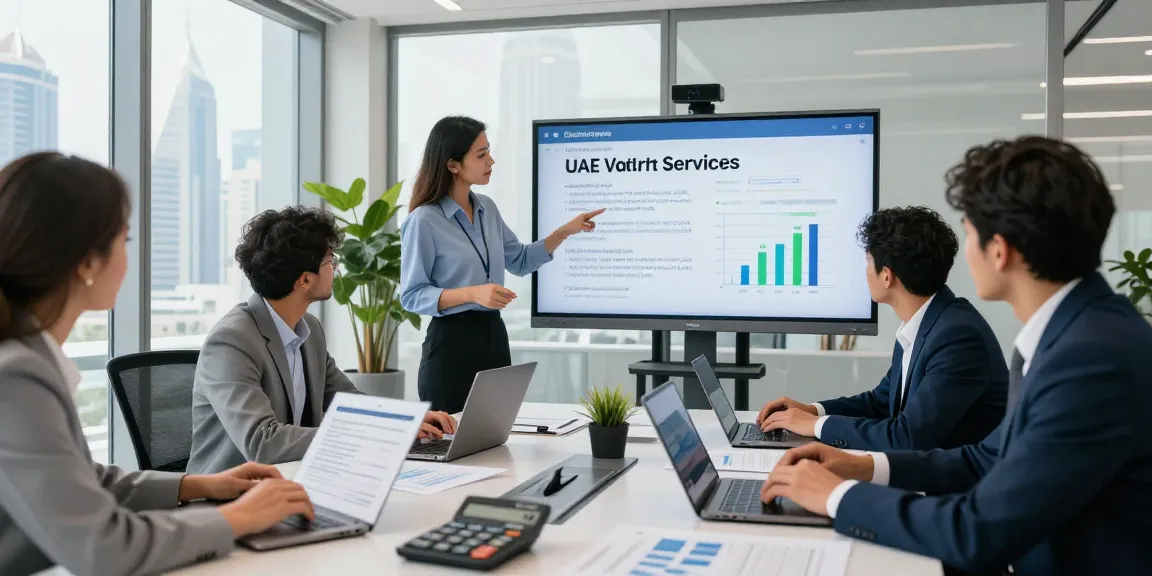 Accounting Services in Dubai team collaborating in a modern office setting.