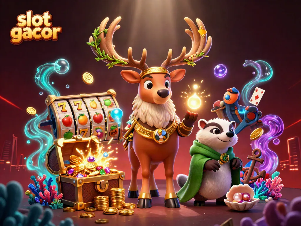 Experience slot gacor with vibrant reels and mystical characters in a captivating 3D scene.
