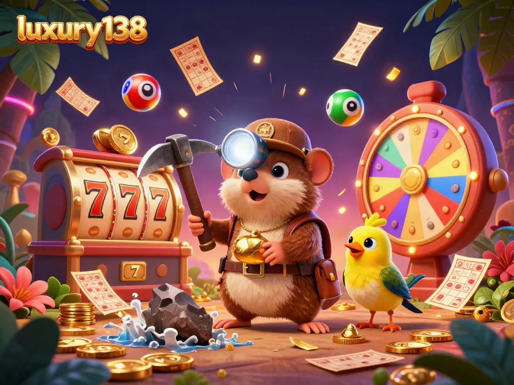 Play exciting games at luxury138 with vibrant slot reels and golden treasures!