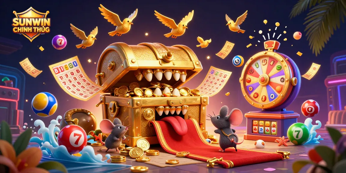 SUNWIN CHÍNH THỨC entices players with a dynamic casino scene showcasing treasures and games