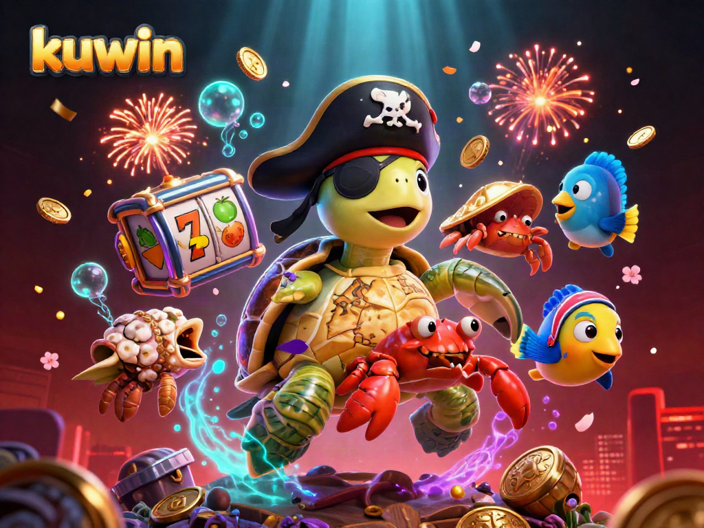 Experience thrilling gameplay with kuwin, a vibrant 3D illustration featuring unique casino elements.
