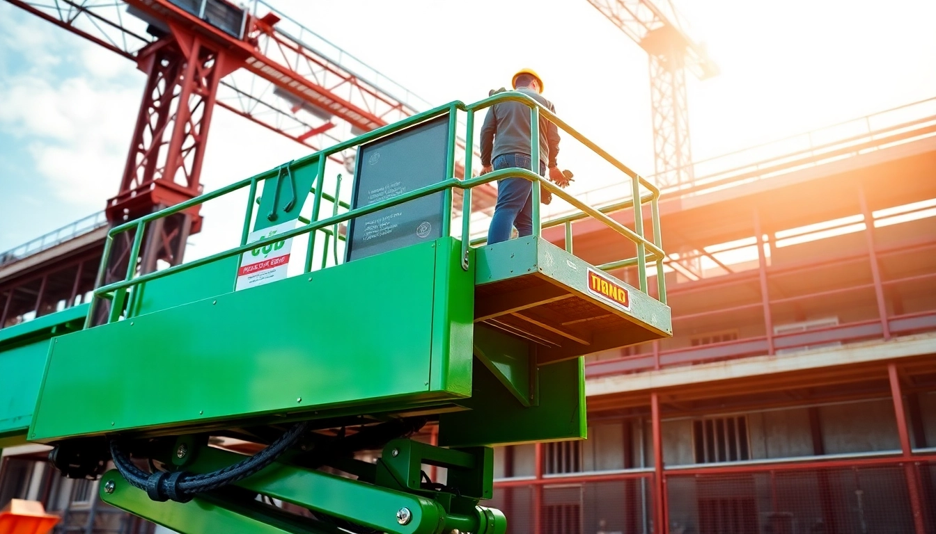 Cherry picker lifting workers safely to a construction site, showcasing its powerful performance.