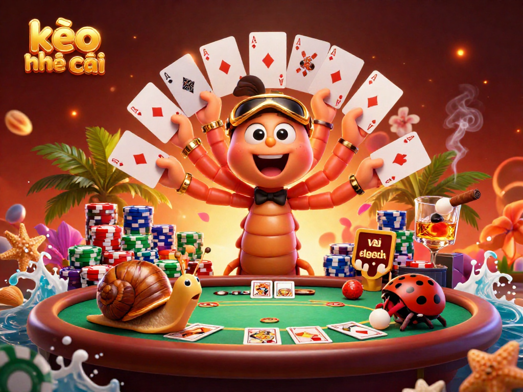Experience thrilling action at kèo nhà cái with vibrant 3D casino illustration featuring animated characters and poker elements.