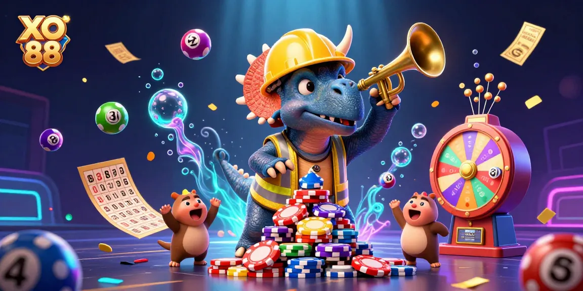 Experience thrills with XO 88 as our triceratops builds wins in a vibrant casino scene!