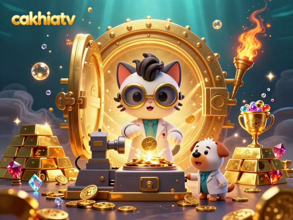 CakhiaTV brings exhilarating online casino excitement with gold coins and treasures in a vibrant scene