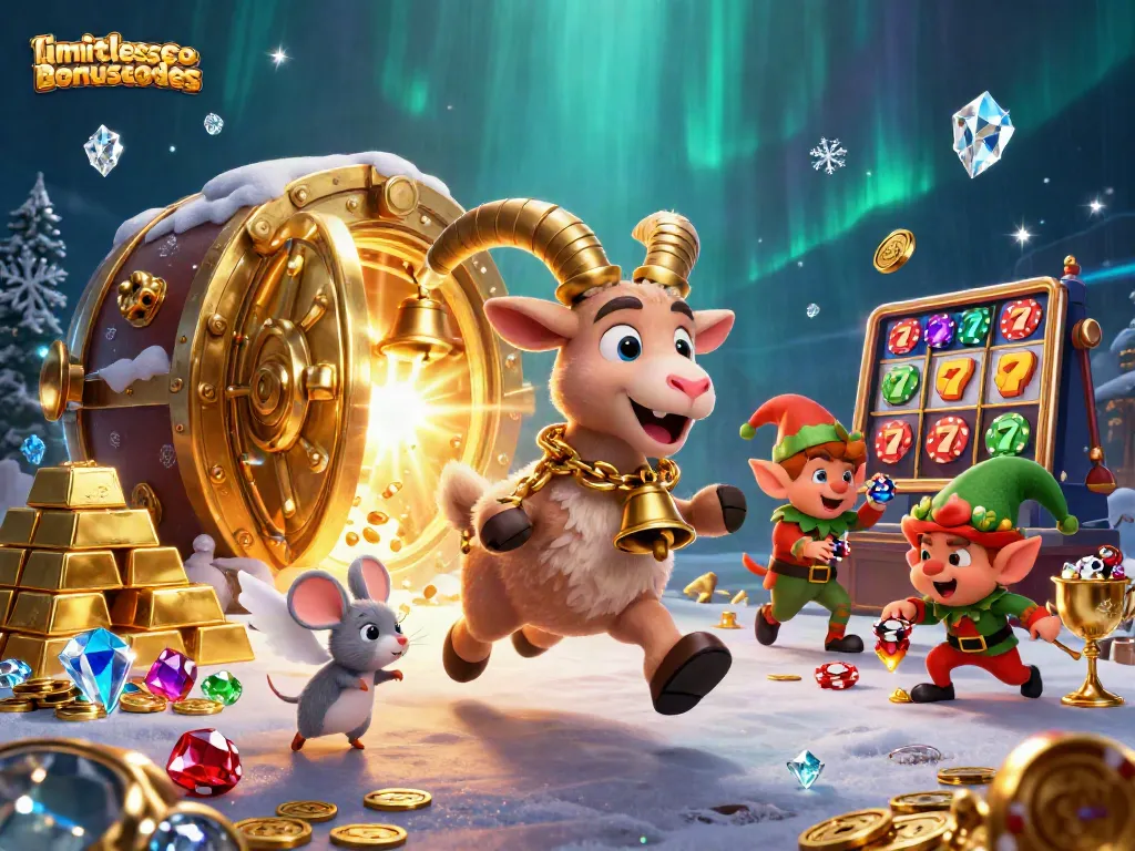 Experience limitlesscasinobonuscodes with a 3D illustration of a spirited casino scene.