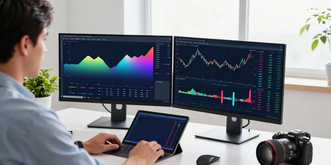 Trader using MetaTrader 5 platform in a modern financial workspace.
