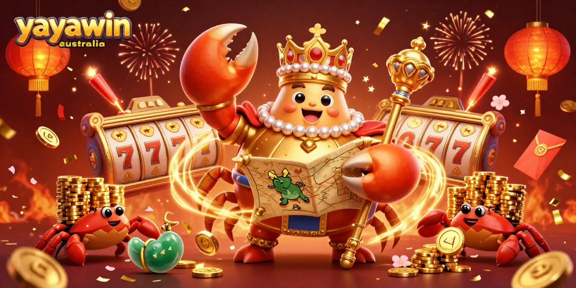 Experience excitement with yayawin australia's vibrant casino scene boasting dynamic slot reels and a majestic crab emperor.