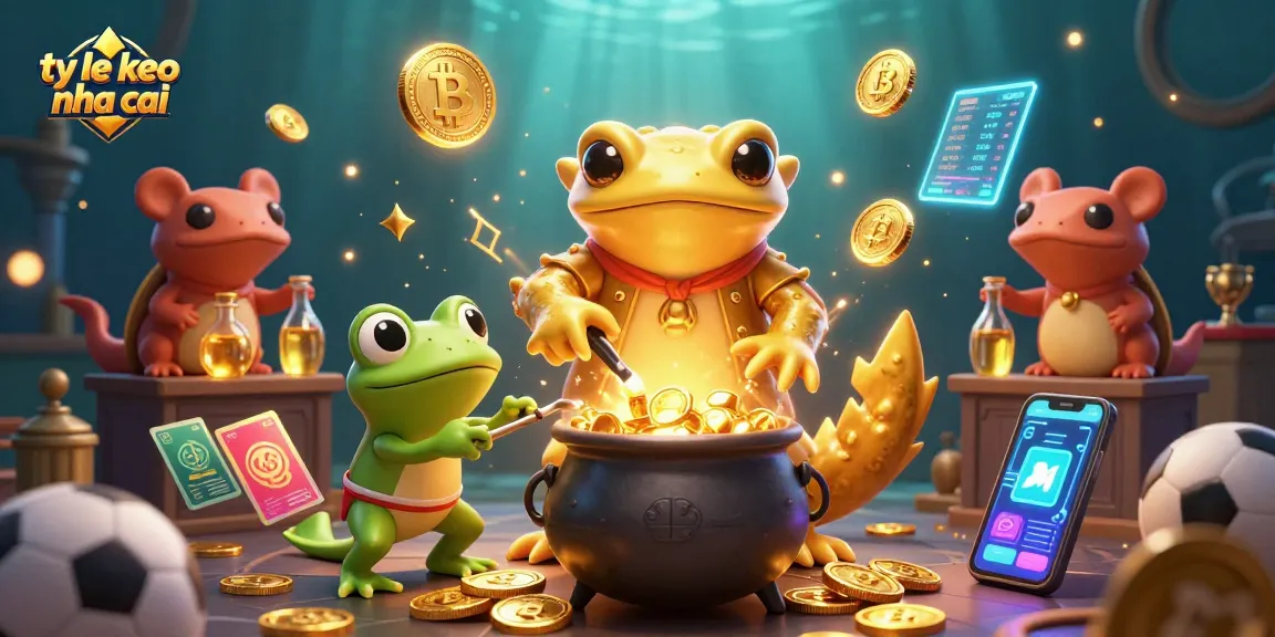 Bet on ty le keo nha cai with this vibrant scene featuring sports betting elements and alchemical magic.