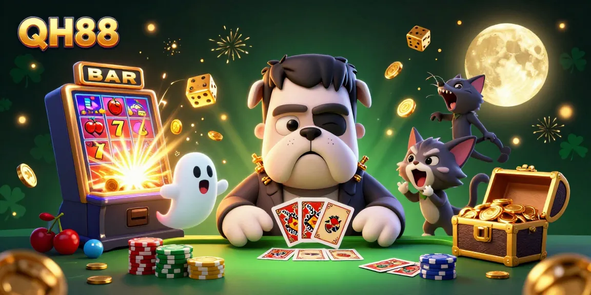 Experience thrilling gaming at QH88 with a lively 3D monster scene full of casino action.