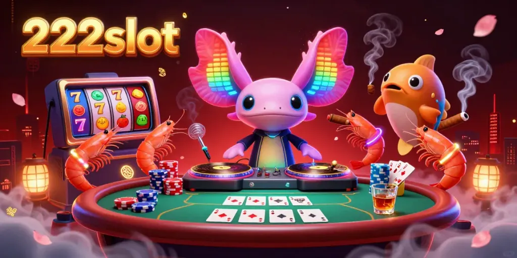Menangkan permainan slot di 222slot dengan karakter ceria dan elemen kasino yang menawan.