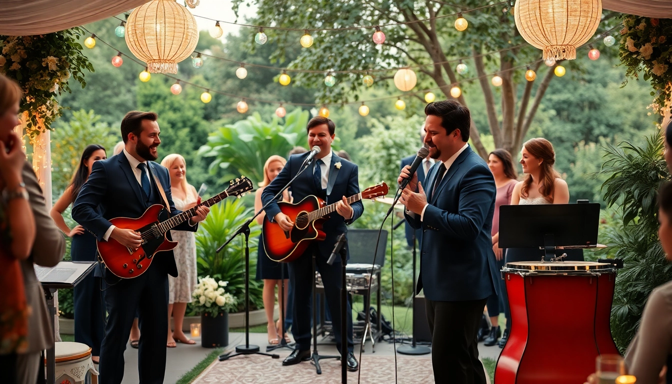 Formatie nunta lively show at a wedding in a beautiful outdoor setting.