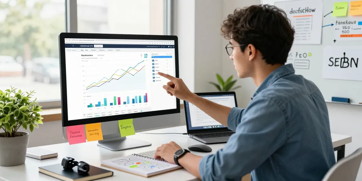 Dofollow PBN links analysis in a modern digital marketing workspace with SEO performance metrics displayed on screens.