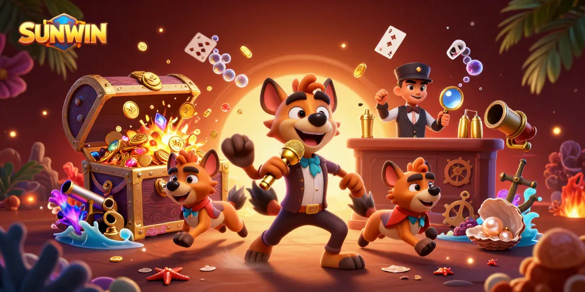 SUNWIN enhances gaming excitement at a vibrant casino club featuring animated hyenas in a dynamic 3D scene.
