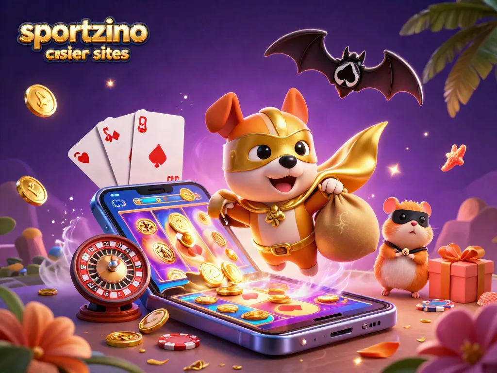 Engage with sportzino casino sister sites through a vibrant 3D cartoon gaming illustration.