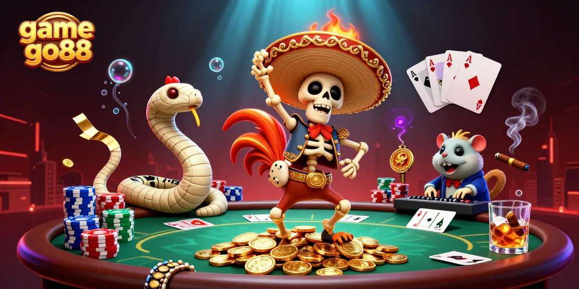 Experience game go88 with a vibrant 3D illustration featuring engaging casino elements and characters.