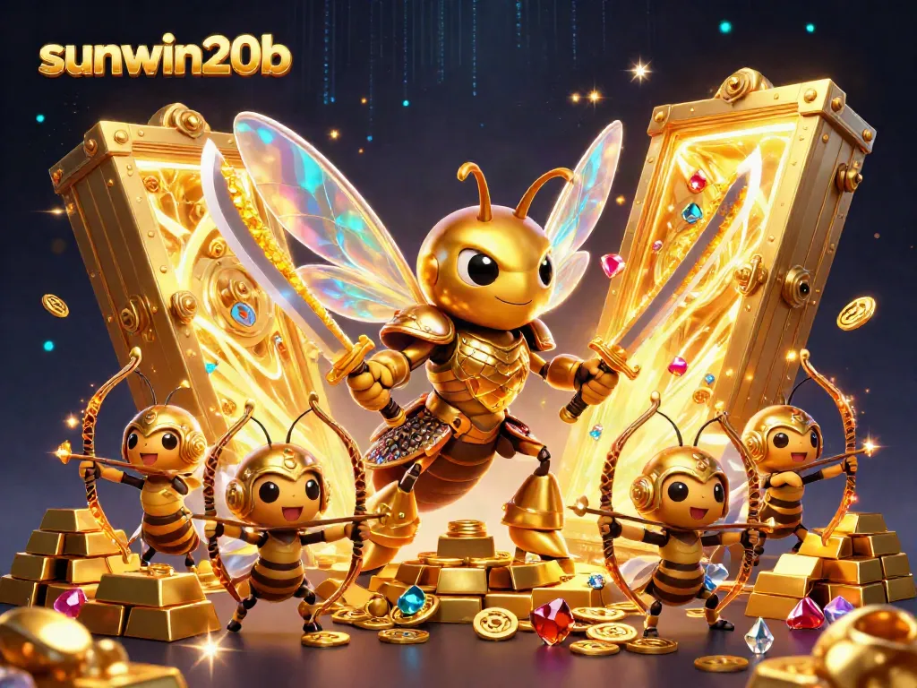 Join the excitement at sunwin20b with a captivating scene featuring a giant hornet in armor and golden treasures.