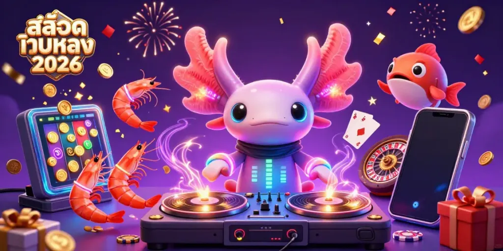 Experience สล็อตเว็บตรง 2026 with vibrant characters and dynamic slot game action in an underwater celebration.