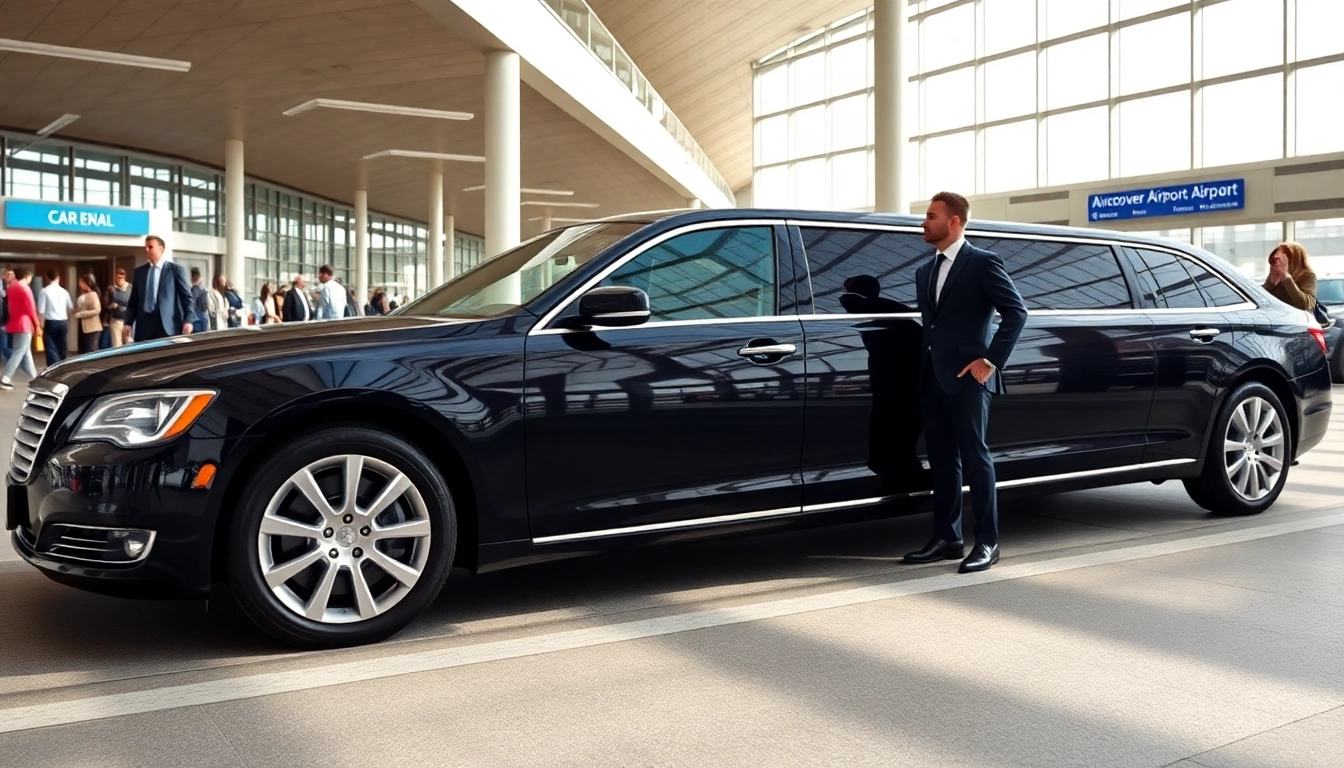 Efficient vancouver airport limo service with a professional chauffeur at the airport terminal.