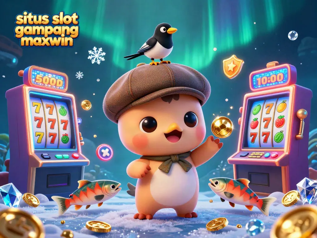 Win big with situs slot gampang maxwin featuring cute characters in a dynamic casino scene.