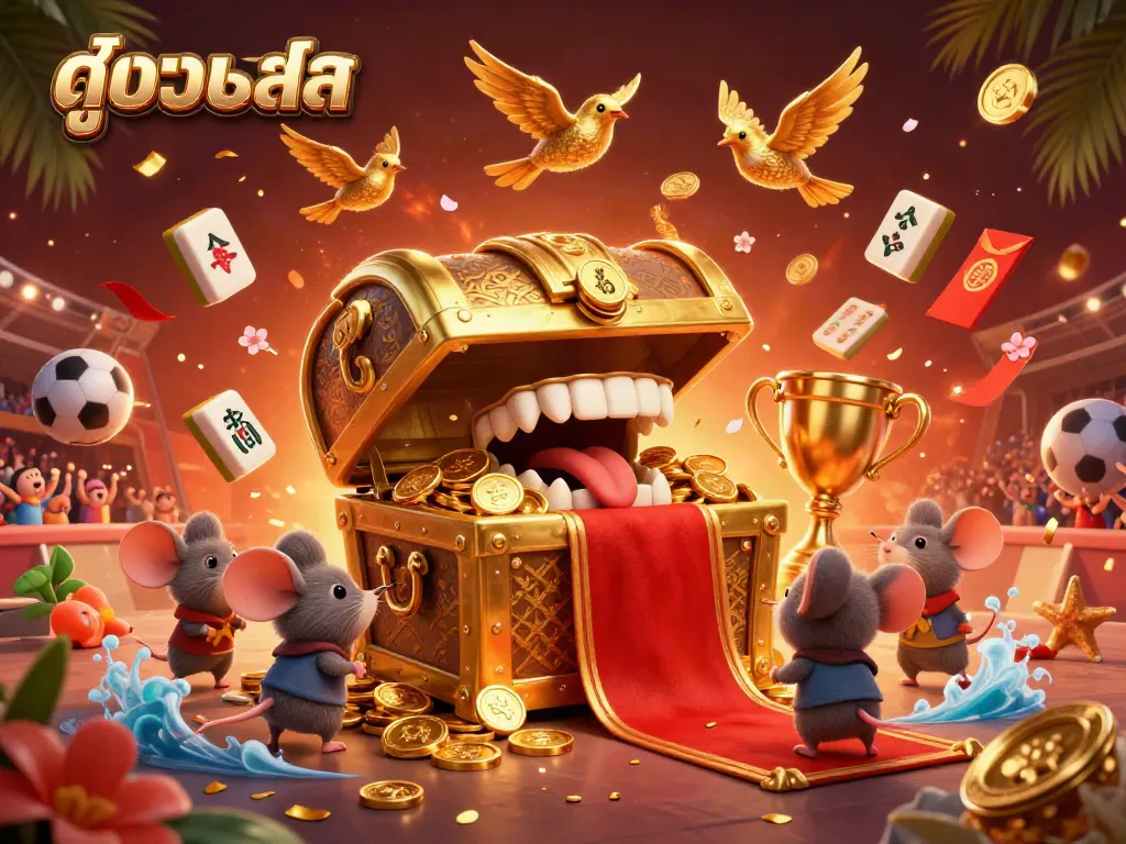 Experience the thrill of ดูบอลสด with engaging characters and sports-themed elements in a vibrant 3D scene.