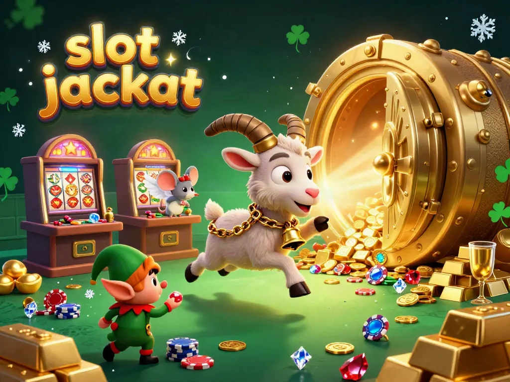 Experience the thrill of a slot jackpot in this 3D casino scene, featuring playful characters amidst gleaming treasures.