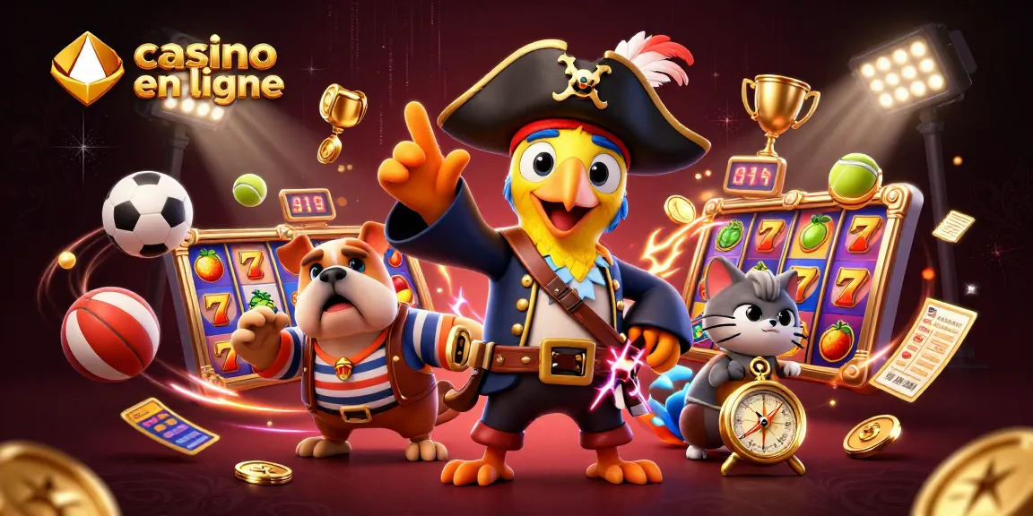 Plongée dans le monde du casino en ligne avec un pirate et ses alliés dans une scène animée