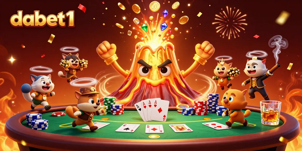 dabet1 unleashes excitement with a vibrant, animated casino scene featuring treasures and poker thrills