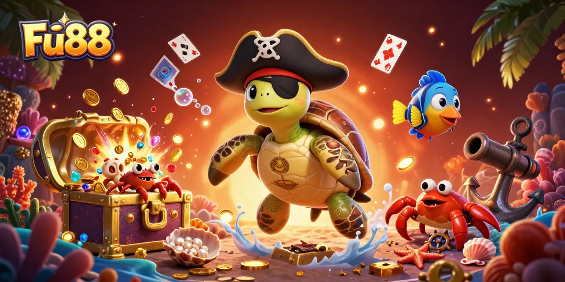 Join the adventure with Fu88 as the pirate turtle and friends uncover treasures in a vibrant underwater casino.