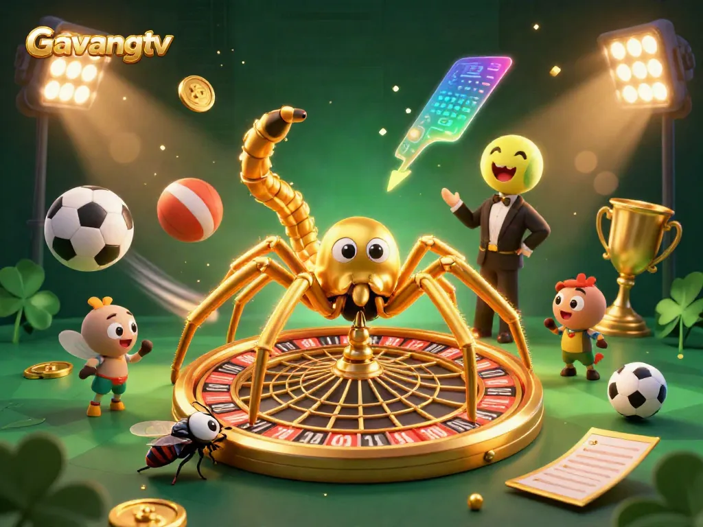 Experience dynamic betting excitement with Gavangtv in this vibrant sports-themed illustration.
