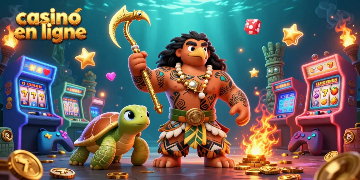 Jouer au casino en ligne avec des personnages animés au milieu d'une scène riche et colorée.