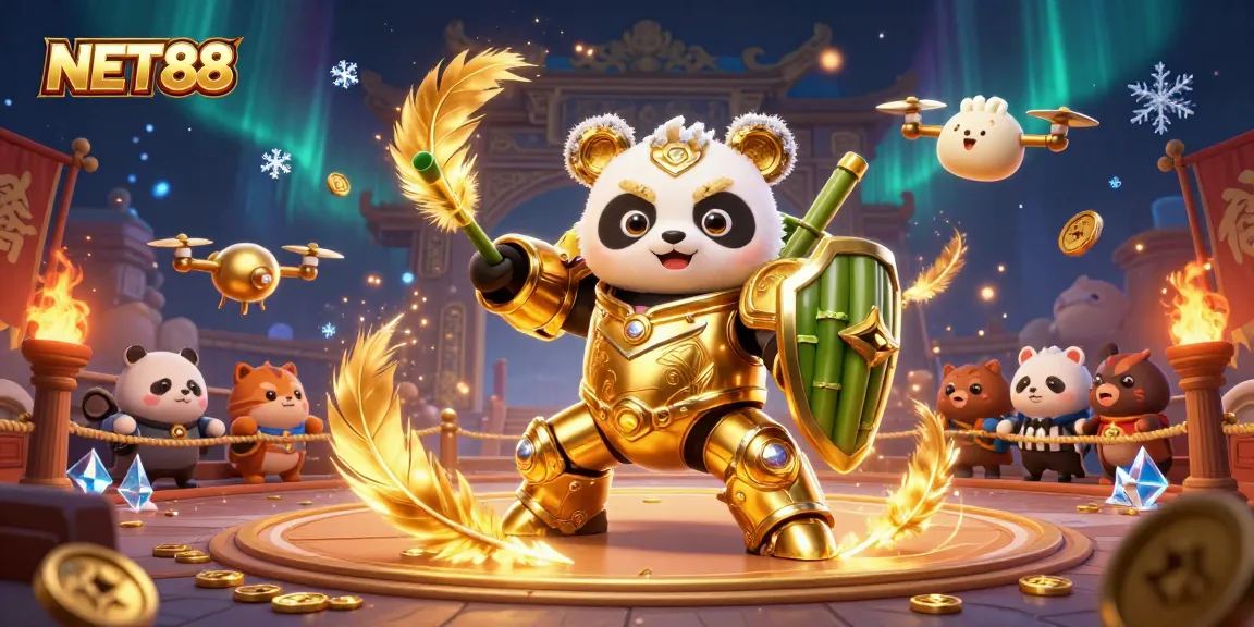 Engage with NET88 in a vibrant 3D casino scene combining excitement and strategy.
