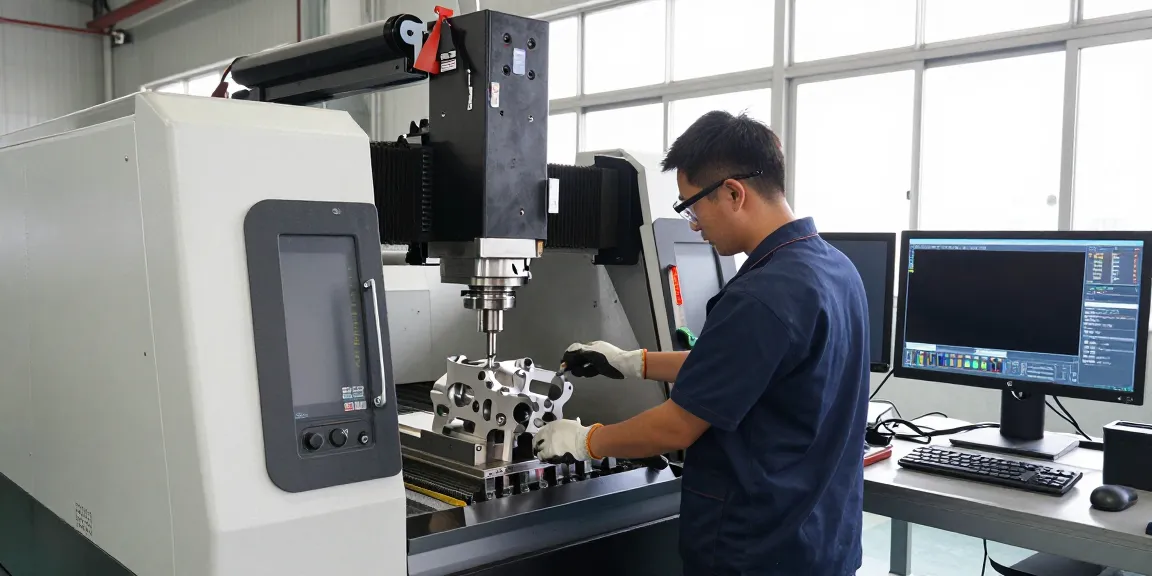 Expert technician operating CNC milling machine for cnc machined stainless steel parts in a well-lit workshop.