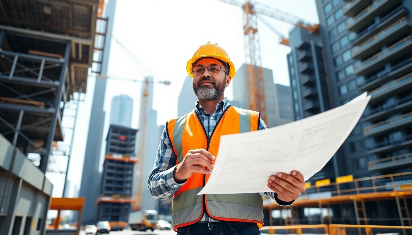 New York City Commercial General Contractor overseeing a large construction site with cranes.