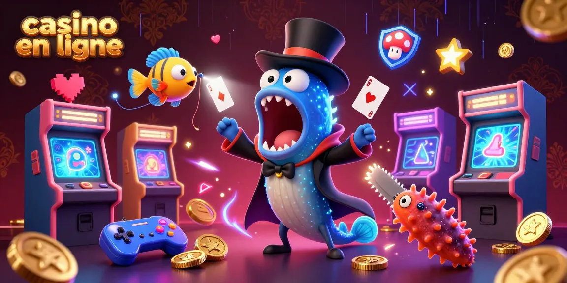 Des jeux captivants au casino en ligne : un poisson-lanterne illumine la scène avec un anguille magicien.