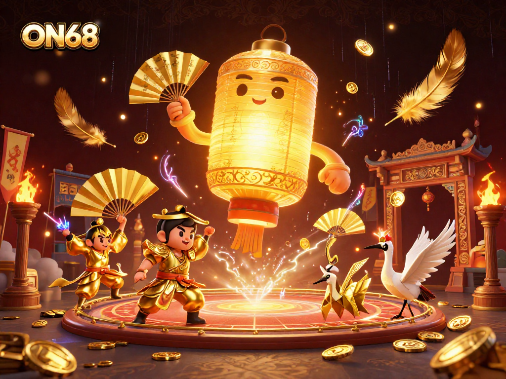 Experience the magic of ON68 as the lantern spirit guides players in a vibrant casino atmosphere.
