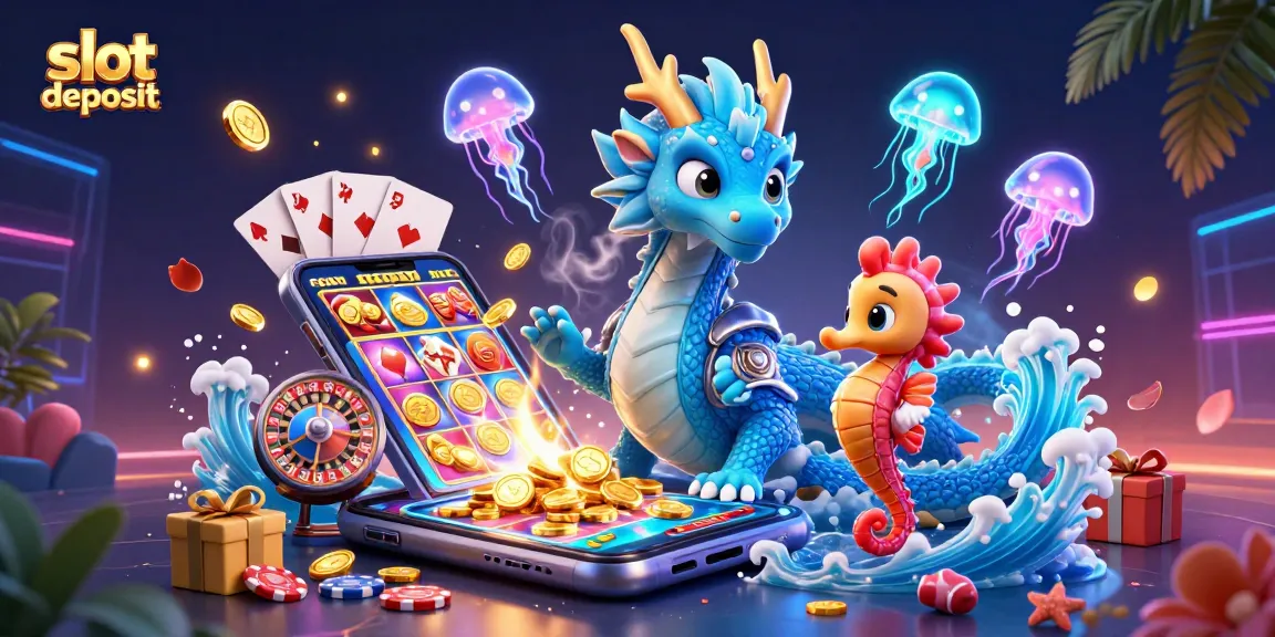 Menangkan slot deposit dengan naga dan kuda, dikelilingi elemen perjudian kelas satu.