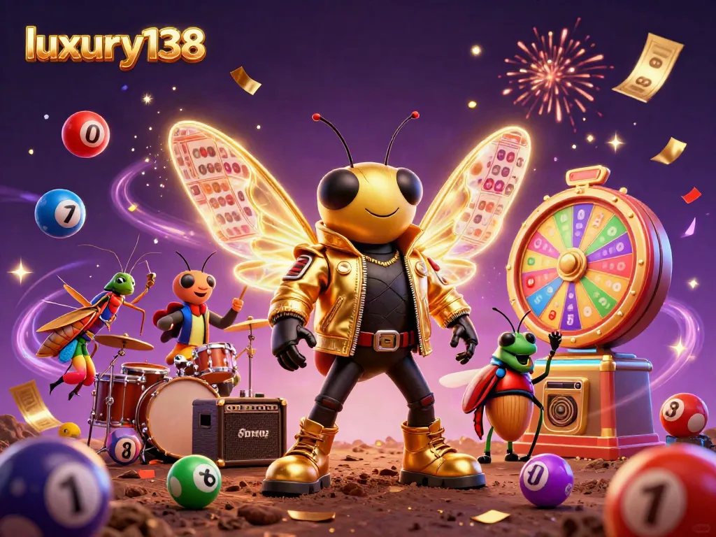 Join the celebration with luxury138 as the rock star cicada and beetle drummer create a dynamic atmosphere!