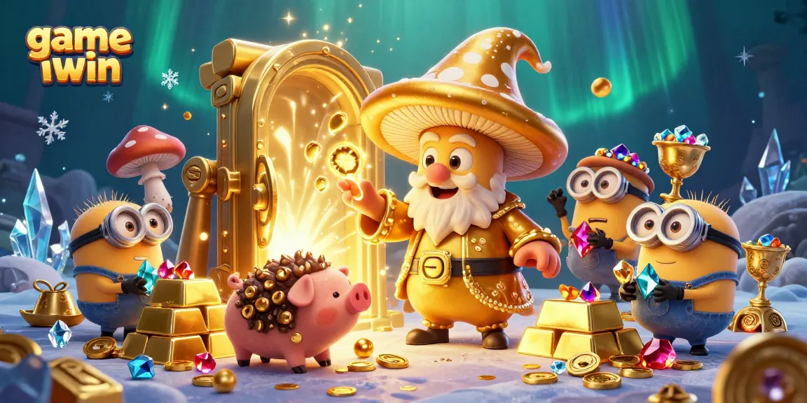 Engage with the enchanting game iwin as the wizard channels gold magic amidst treasure and gems.