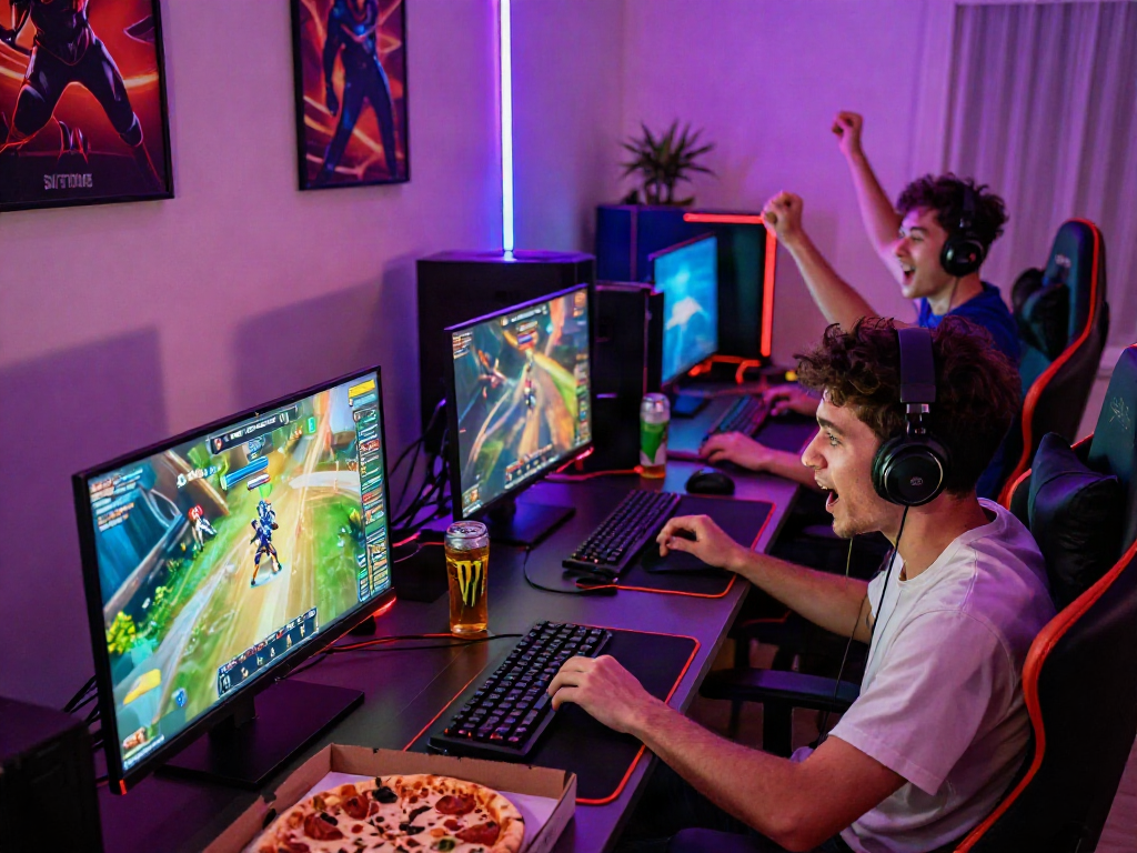 Engaged players exploring situs toto gaming options in a vibrant home environment.
