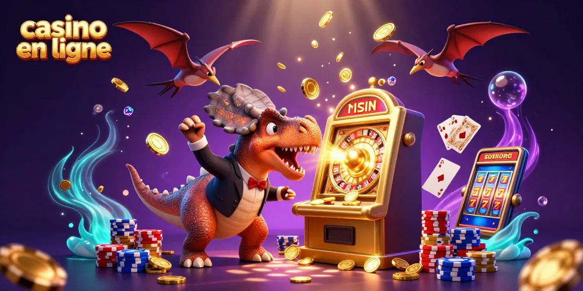 Jackpot en casino en ligne avec un pachycephalosaurus et une machine à sous dorée