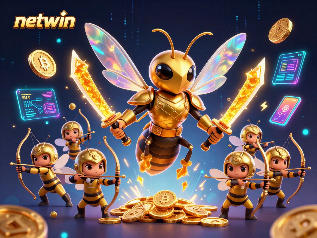 Engage with netwin's vibrant gaming experience, featuring crypto coins and dynamic 3D characters.