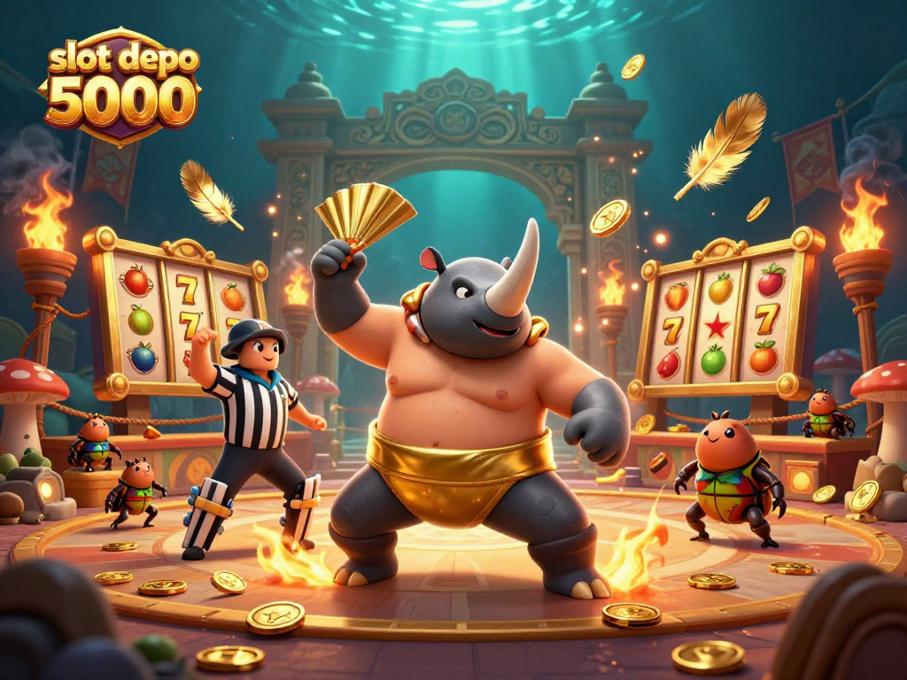 Experience the excitement of slot depo 5000 with our dynamic 3D casino illustration featuring themes of chance and winning.