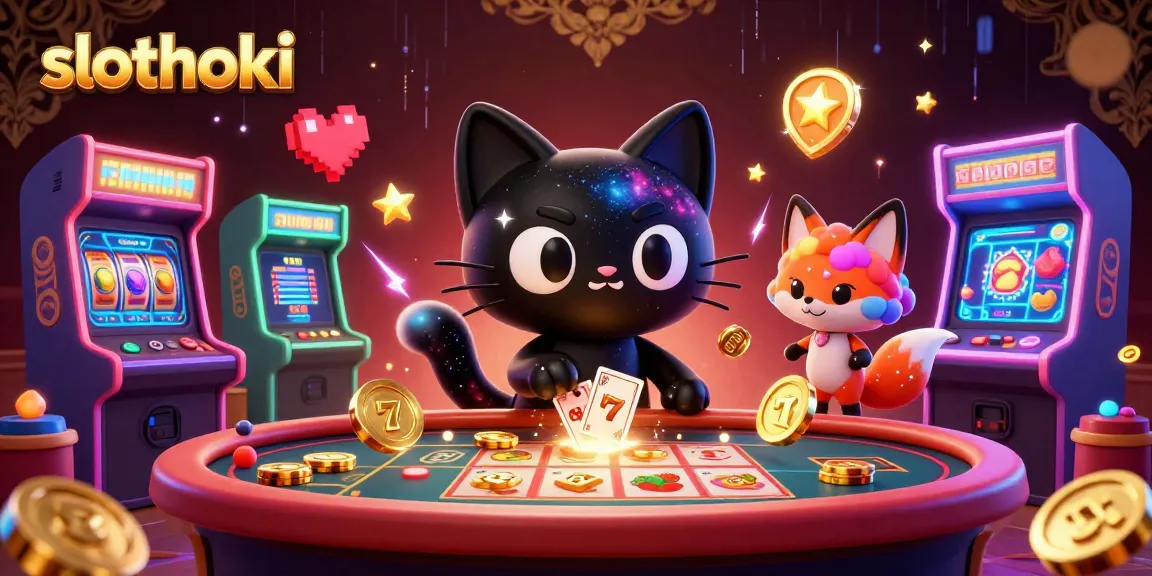 Menangkan slot di slothoki dengan ilustrasi kucing hitam berputar menarik chip emas di meja kasino
