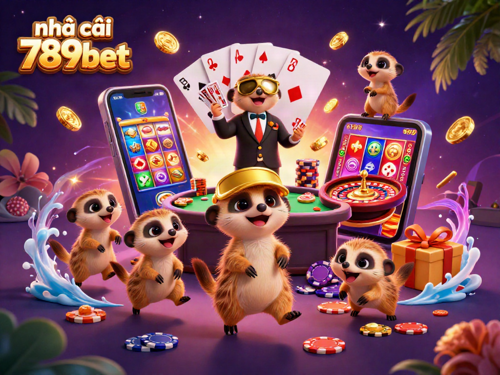 Play at nhà cái 789bet's vibrant casino scene with meerkats and dynamic gaming elements.