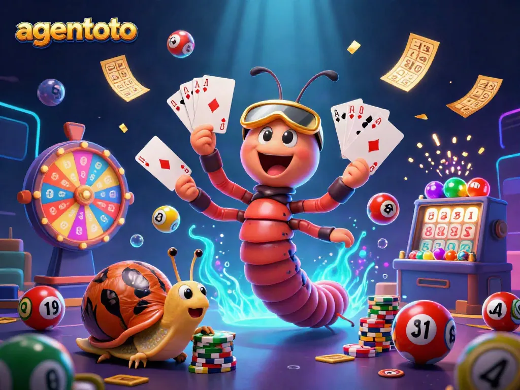 Engage with agentoto's dynamic lottery scene featuring a millipede dealer, colorful balls, and high-stakes action.